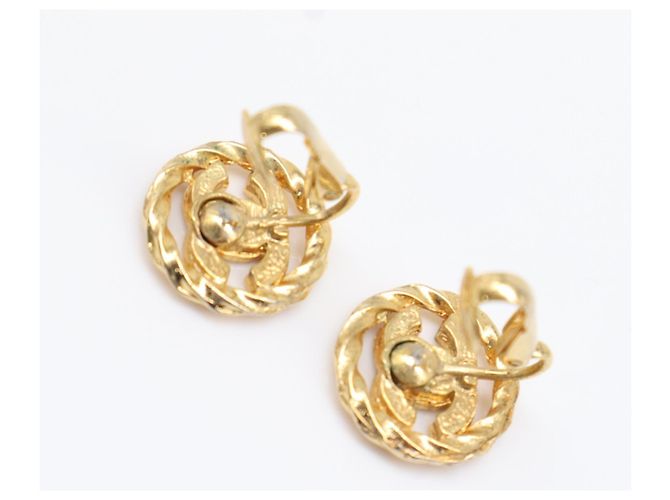 Chanel Coco Mark Round Circle Strass-Ohrringe Golden - Ansicht 4