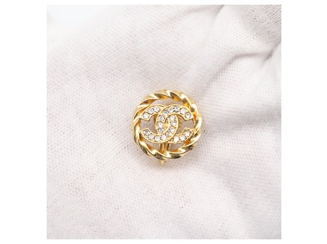 Chanel Coco Mark Round Circle Strass-Ohrringe Golden - Ansicht 5