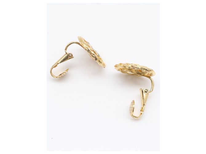 Chanel Coco Mark Round Circle Strass-Ohrringe Golden - Ansicht 6
