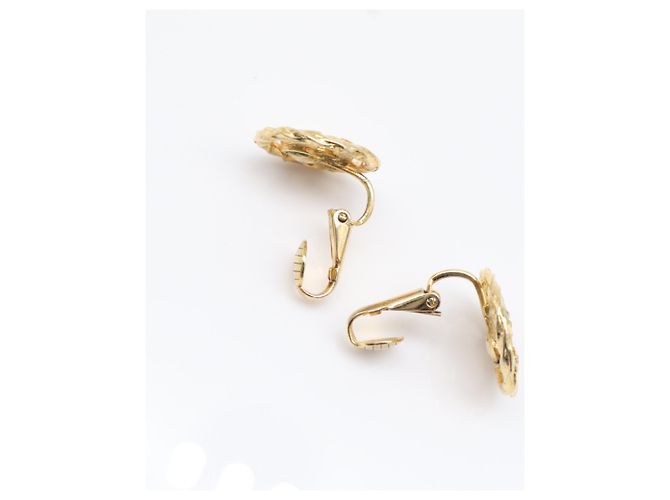 Chanel Coco Mark Round Circle Strass-Ohrringe Golden - Ansicht 7