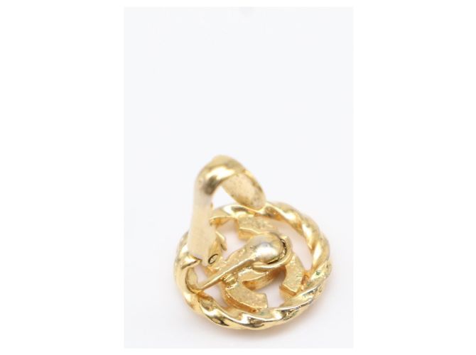 Chanel Coco Mark Round Circle Strass-Ohrringe Golden - Ansicht 8