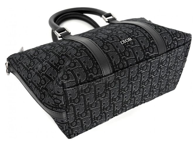 Borsa a tracolla Christian Dior Weekender 25 Oblique Nero - vista 3