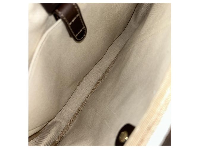 Borsa Business in Tela GG Supreme e Pelle Gucci Marrone Beige - vista 4