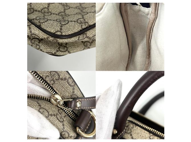 Borsa Business in Tela GG Supreme e Pelle Gucci Marrone Beige - vista 6