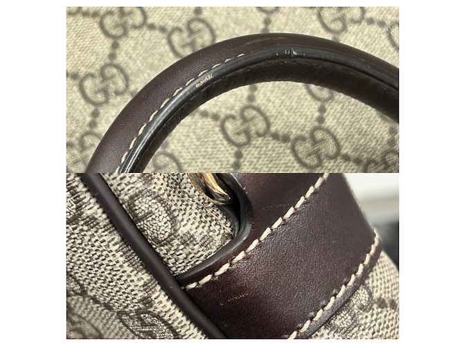 Borsa Business in Tela GG Supreme e Pelle Gucci Marrone Beige - vista 7
