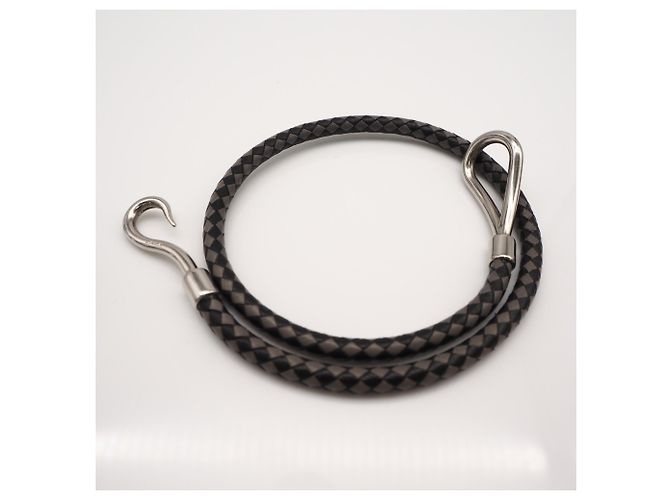 Hermès Bracciale charm in pelle Jumbo H HERMES Marrone Nero - vista 2