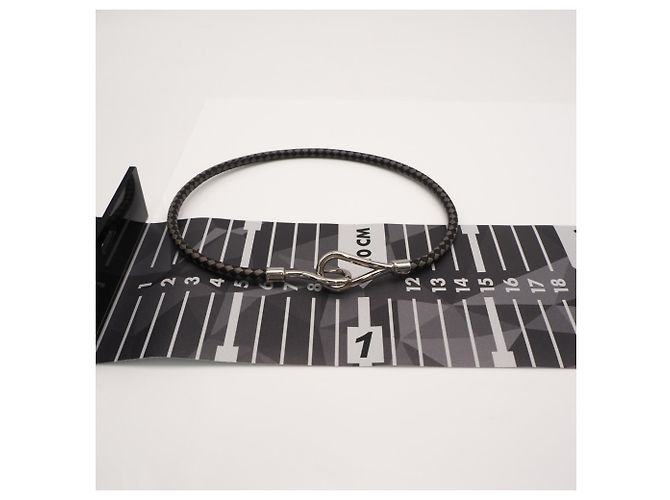 Hermès Bracciale charm in pelle Jumbo H HERMES Marrone Nero - vista 3