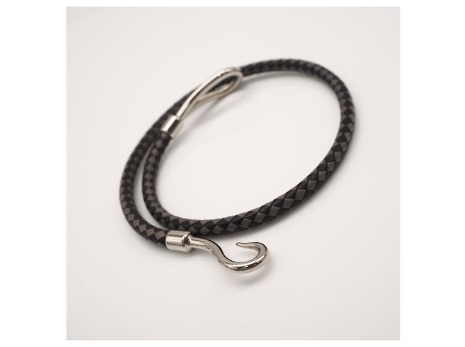 Hermès Bracciale charm in pelle Jumbo H HERMES Marrone Nero - vista 5