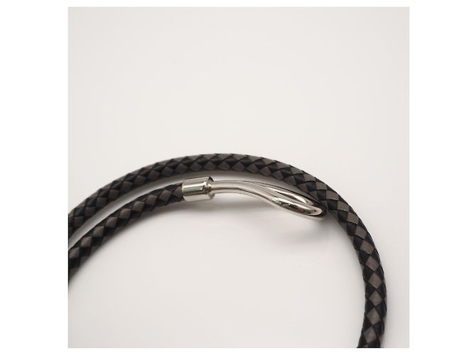 Hermès Bracciale charm in pelle Jumbo H HERMES Marrone Nero - vista 6