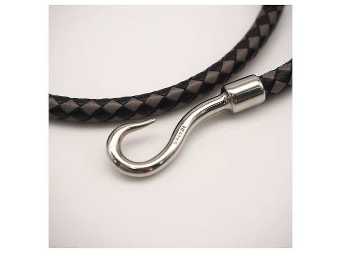 Hermès Bracciale charm in pelle Jumbo H HERMES Marrone Nero - vista 7
