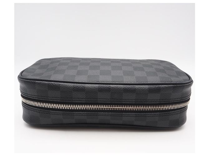 Clutch Louis Vuitton Damier Graphite Marrone Nero - vista 3