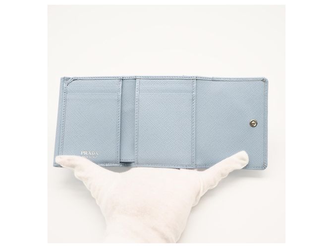 Portafoglio Prada Saffiano Triangle Blu - vista 10