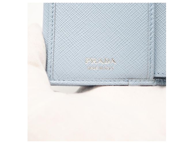 Portafoglio Prada Saffiano Triangle Blu - vista 13