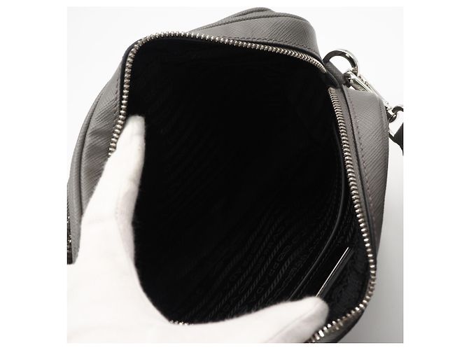 Borsa a tracolla in pelle Saffiano Prada Marrone - vista 10