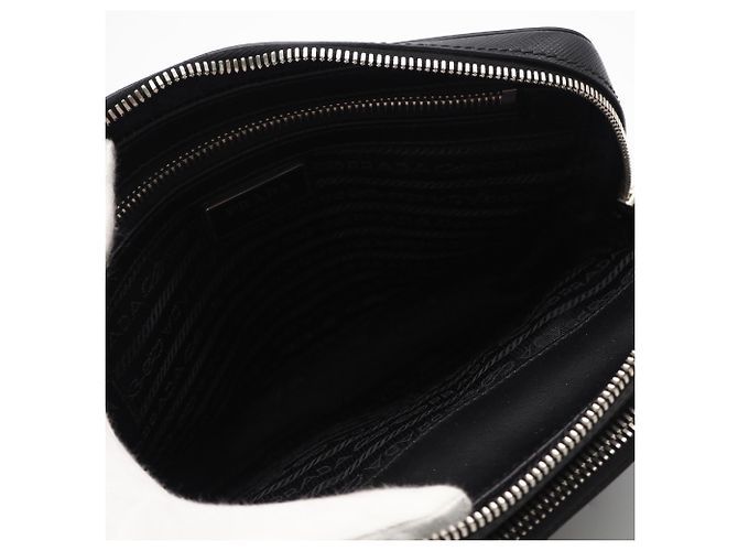 Clutch in Saffiano Prada Marrone Nero - vista 10