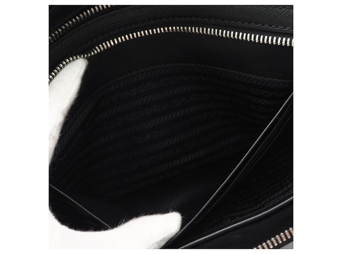 Clutch in Saffiano Prada Marrone Nero - vista 13