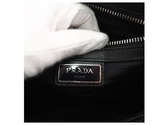Clutch in Saffiano Prada Marrone Nero - vista 15