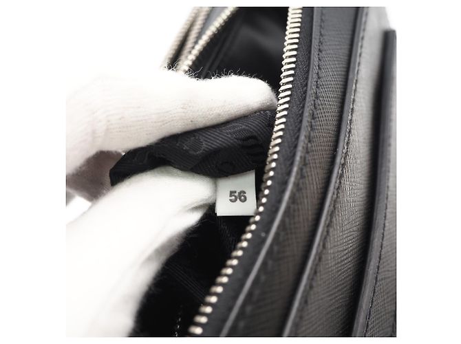 Clutch in Saffiano Prada Marrone Nero - vista 16