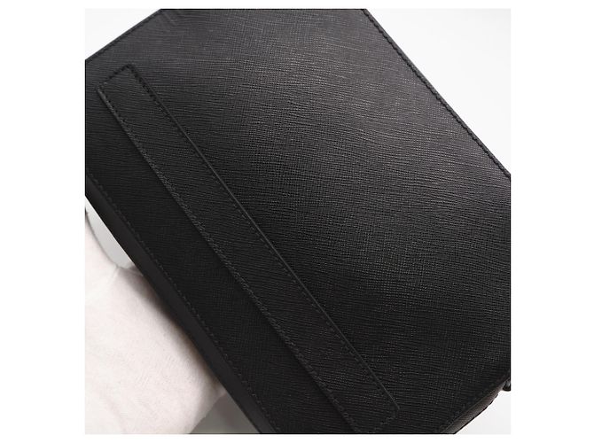 Clutch in Saffiano Prada Marrone Nero - vista 4