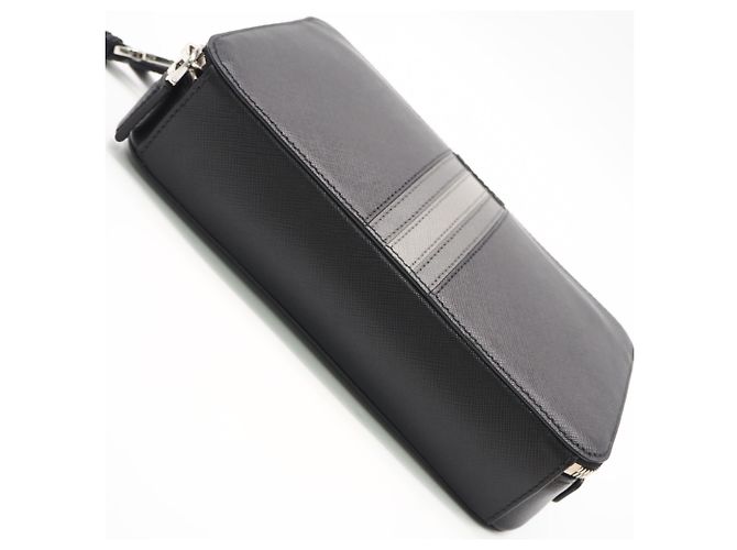 Clutch in Saffiano Prada Marrone Nero - vista 7