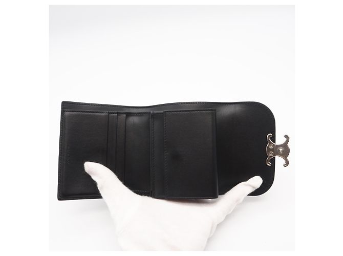 Céline Celine Calfskin Small Flap Wallet Black - view 11