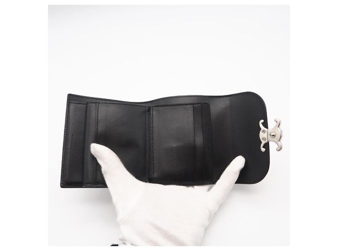 Céline Celine Calfskin Small Flap Wallet Black - view 12