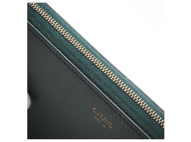 Céline Celine Zip-Wallet aus Kalbsleder, groß, Grün - Ansicht 10