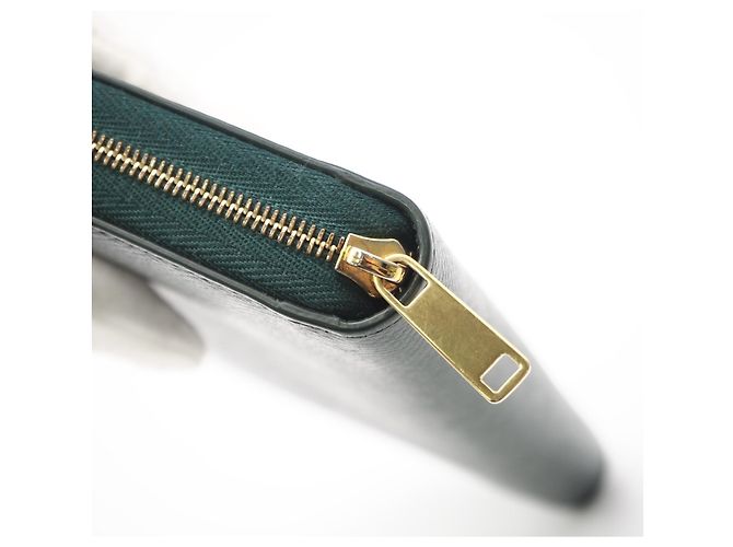 Céline Celine Zip-Wallet aus Kalbsleder, groß, Grün - Ansicht 11