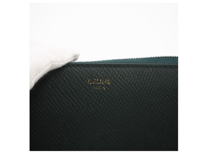 Céline Celine Zip-Wallet aus Kalbsleder, groß, Grün - Ansicht 15
