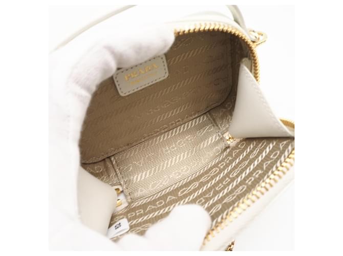 PRADA Saffiano Triangle Mini Pouch Weiß - Ansicht 11