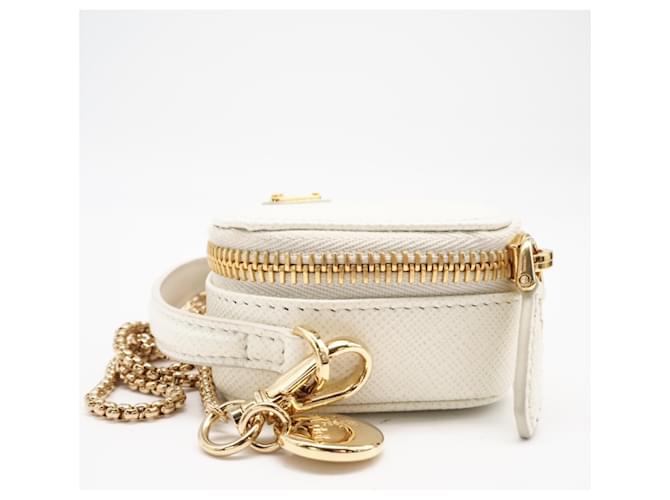 PRADA Saffiano Triangle Mini Pouch Weiß - Ansicht 4