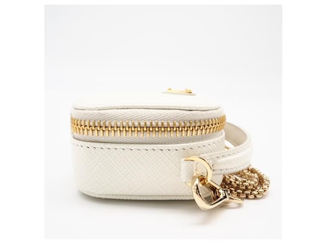 PRADA Saffiano Triangle Mini Pouch Weiß - Ansicht 5