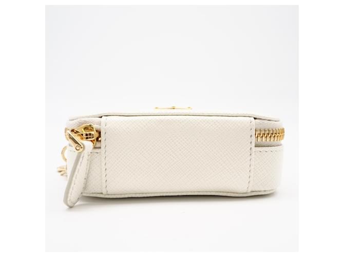 PRADA Saffiano Triangle Mini Pouch Weiß - Ansicht 6