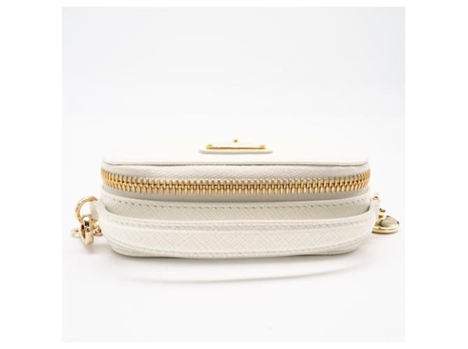 PRADA Saffiano Triangle Mini Pouch Weiß - Ansicht 7