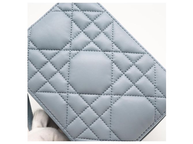 Borsa Caro Box in pelle Christian Dior Blu - vista 4