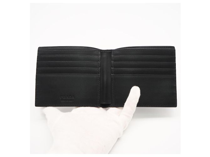 Prada Vitello Daino Leather Bi-fold Wallet Black - view 10