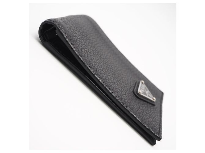 Prada Vitello Daino Leather Bi-fold Wallet Black - view 6