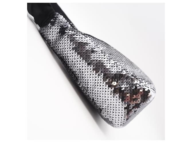 Borsa Hobo Prada Nylon Re-Edition Sequin Nero Argento - vista 5