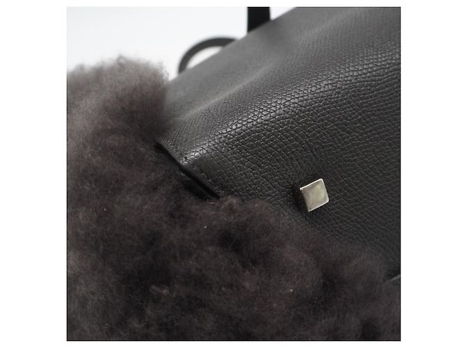 Valextra Große Totetasche aus Leder mit Pelz Braun - Ansicht 10