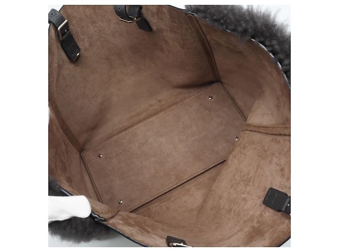 Valextra Große Totetasche aus Leder mit Pelz Braun - Ansicht 12