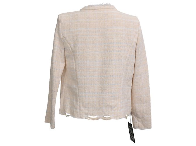 Blazer abierto de tweed deshilachado Iro en algodón crema Blanco Crudo - vista 3