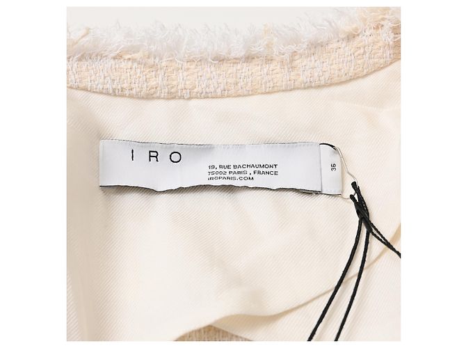 Blazer abierto de tweed deshilachado Iro en algodón crema Blanco Crudo - vista 4