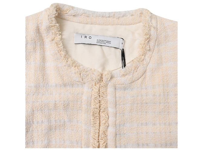 Blazer abierto de tweed deshilachado Iro en algodón crema Blanco Crudo - vista 5