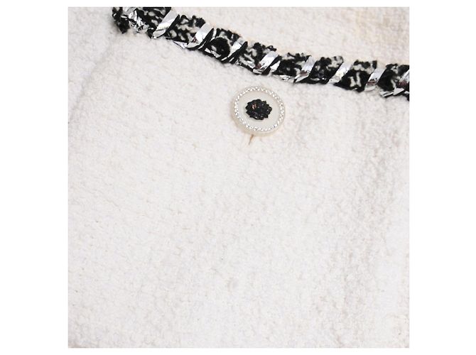 Timeless Mini falda lápiz de tweed Chanel en algodón blanco Impresión de pitón - vista 10