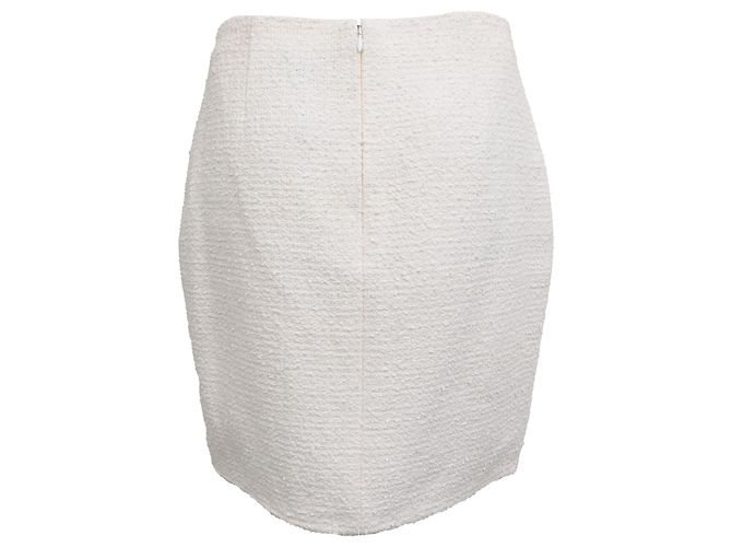 Timeless Mini falda lápiz de tweed Chanel en algodón blanco Impresión de pitón - vista 3