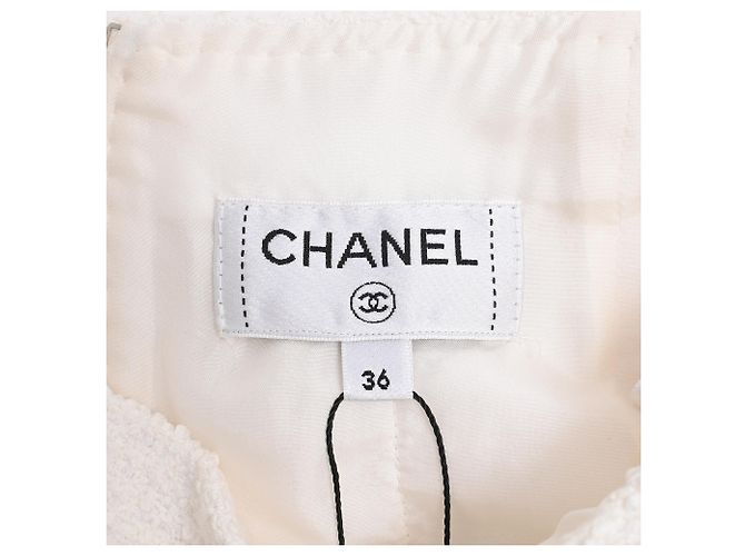 Timeless Mini falda lápiz de tweed Chanel en algodón blanco Impresión de pitón - vista 4