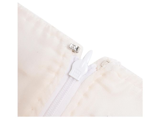 Timeless Mini falda lápiz de tweed Chanel en algodón blanco Impresión de pitón - vista 8