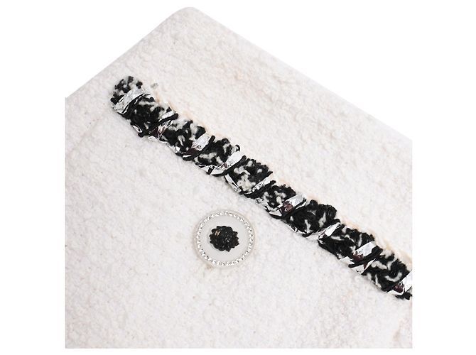 Timeless Mini falda lápiz de tweed Chanel en algodón blanco Impresión de pitón - vista 9