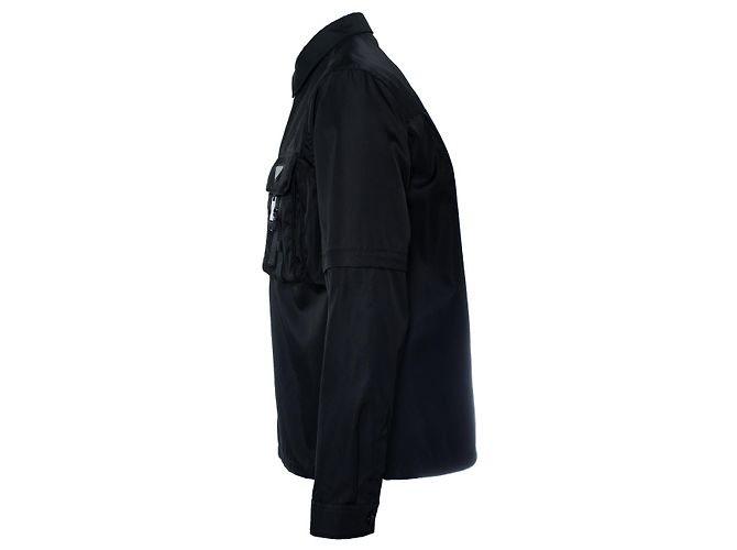 Prada, camicia con bottoni in Re-Nylon a maniche lunghe e corte Nero - vista 5