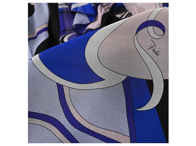 Camicetta con volant Emilio Pucci con stampa astratta in seta multicolore Blu Blu chiaro - vista 10